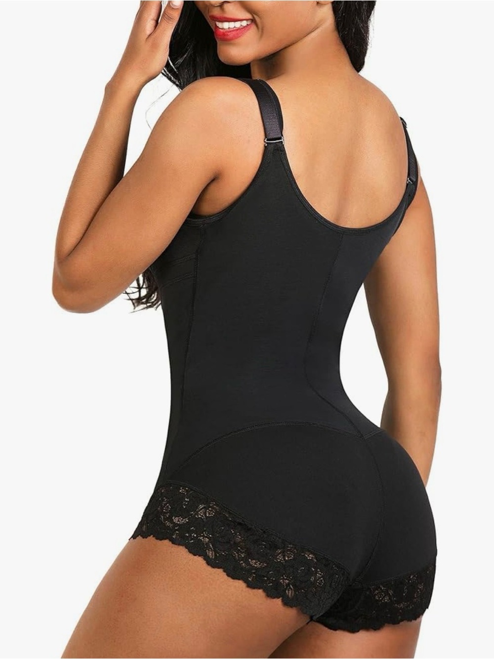 Sculpting High-Waist Beige Bodysuit Shapewear with Front Zip - Picture 5 of 5